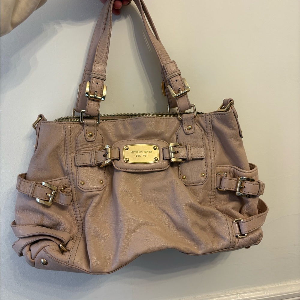Michael Kors Dusty Pink Leather Shoulder Bag with Gold Hardware
